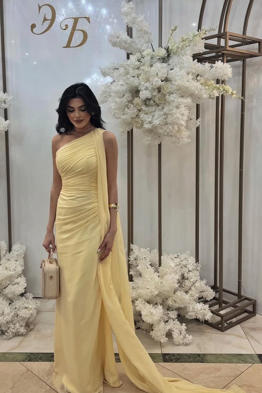 Lvs&Broner One Shoulder Sleeveless Long Mermaid Prom Dress With Pleated