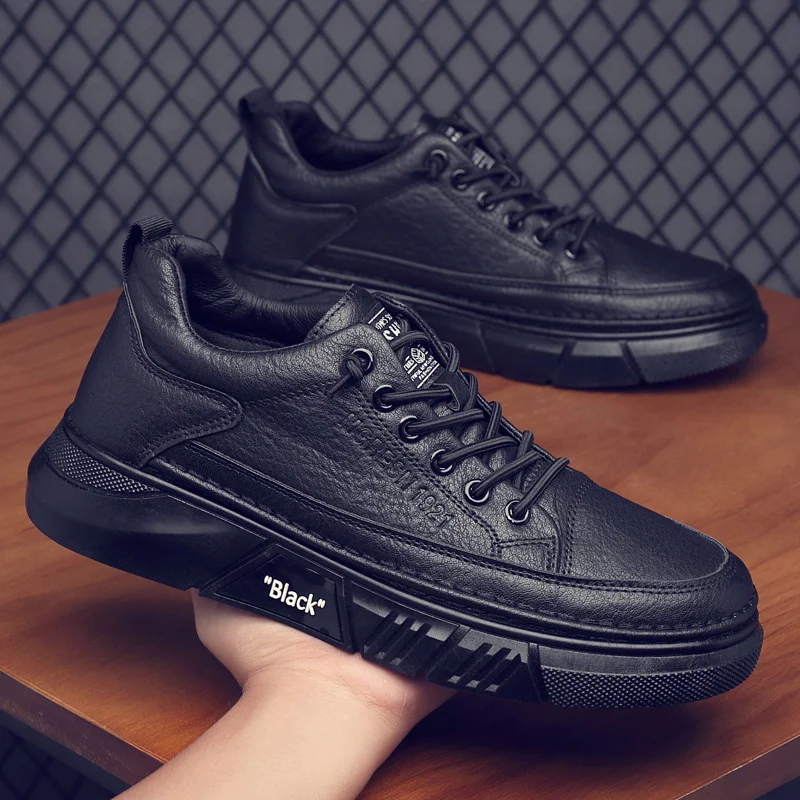 Letclo™ Men's Black Genuine Leather Casual Business Shoes letclo Letclo