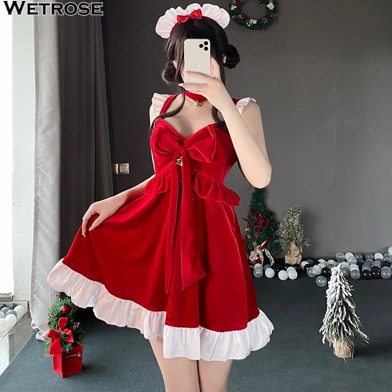 [Wetrose] In Stock 2024 Christmas Maid Cosplay Costume Nurse Sexy Lingerie