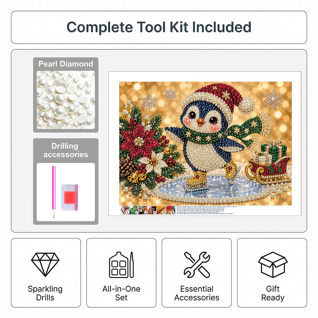 Pearl Painting Kit for Adults Christmas Penguin 15.75x11.81in