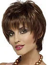 Dark Brown Shattered Bangs Short Curly Wigs