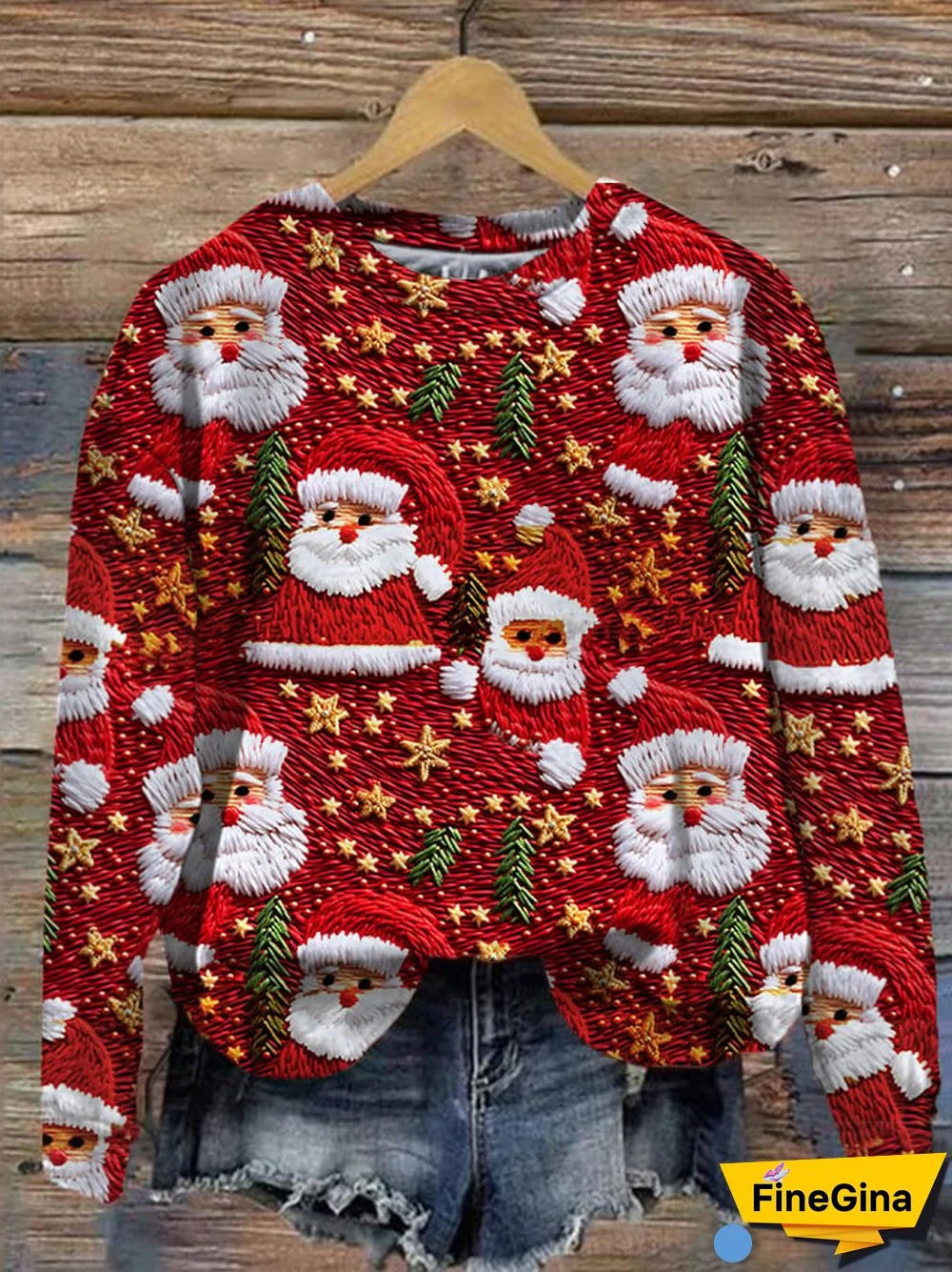 Women's Santa Claus print crew neck sweatshirt