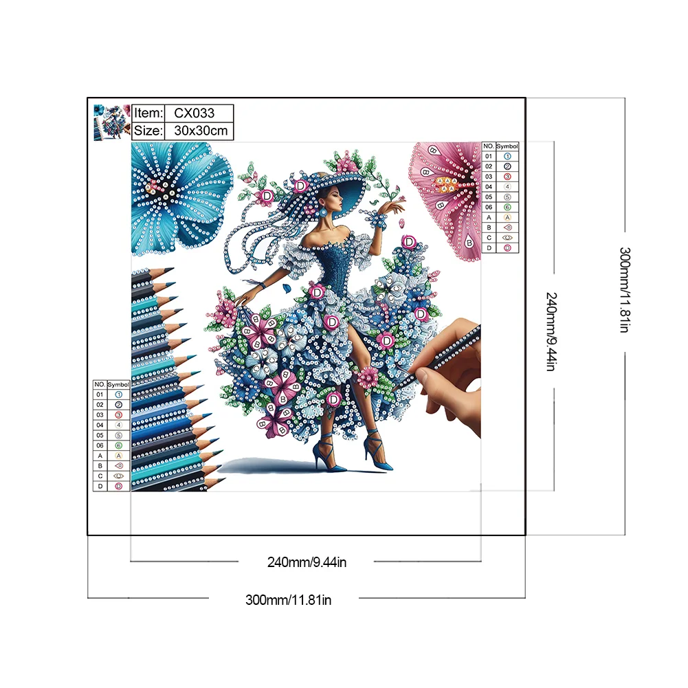 Diamond Painting - Partial Special Shaped Drill - Elegant Lady(Canvas|30*30cm)