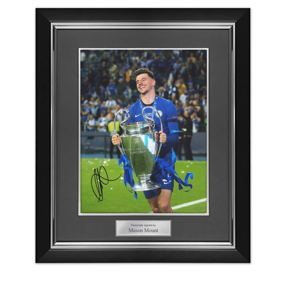 Mason Mount Signed Chelsea Photo Poster painting: Champions League Trophy. Deluxe Frame