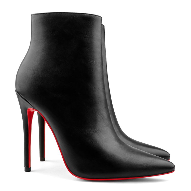 120mm Women's Ankle Boots Closed Pointed Toe Stilettos Booties Red Bottoms