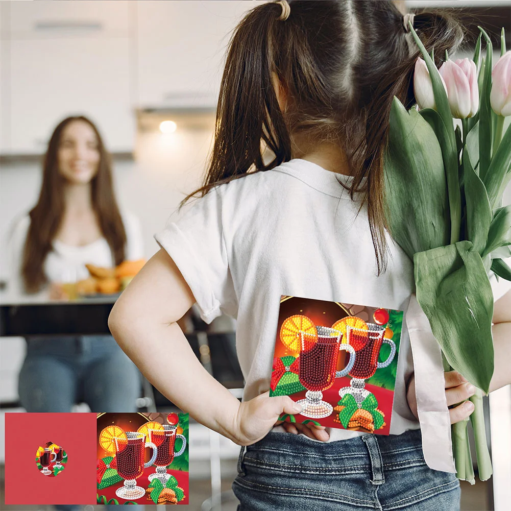 8pcs DIY Diamond Painting Greeting Cards with Envelopes Mosaic Postcards