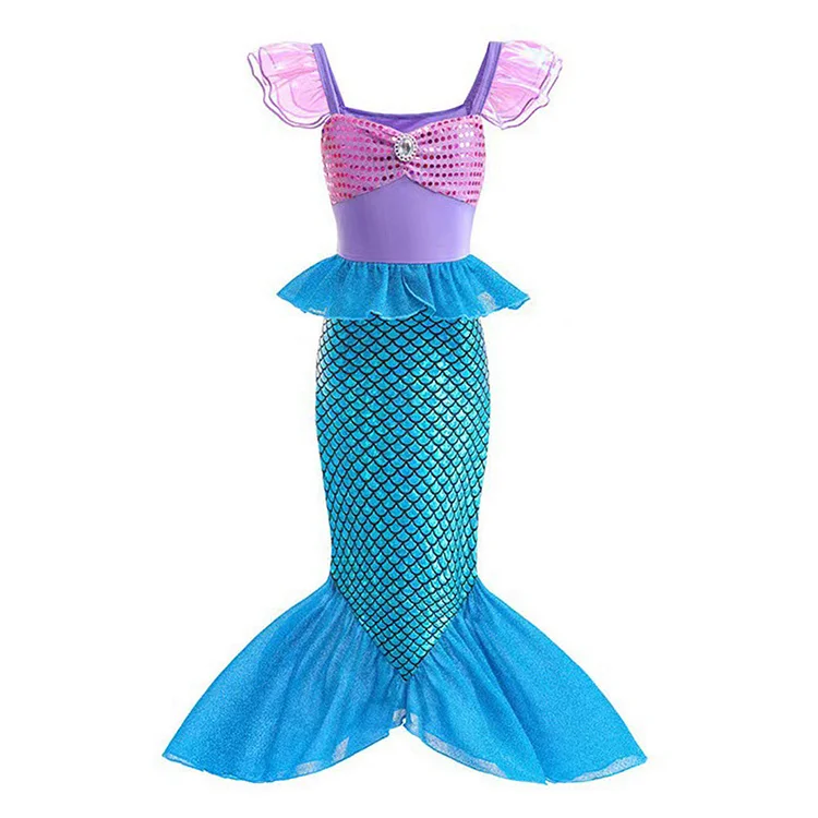 The Little Mermaid Ariel Cosplay Costume Dress Wig Outfits Halloween Carnival Party Suit For Kids Girls