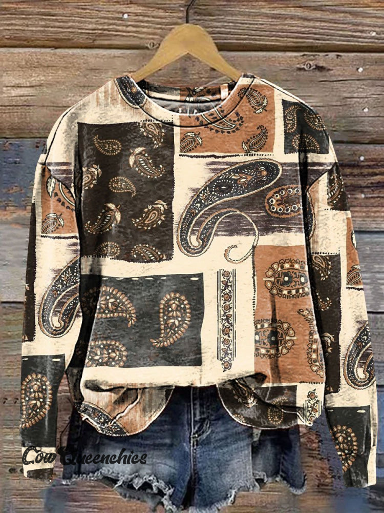 Paisley Pattern Art Print Casual Sweatshirt Multicolor / S