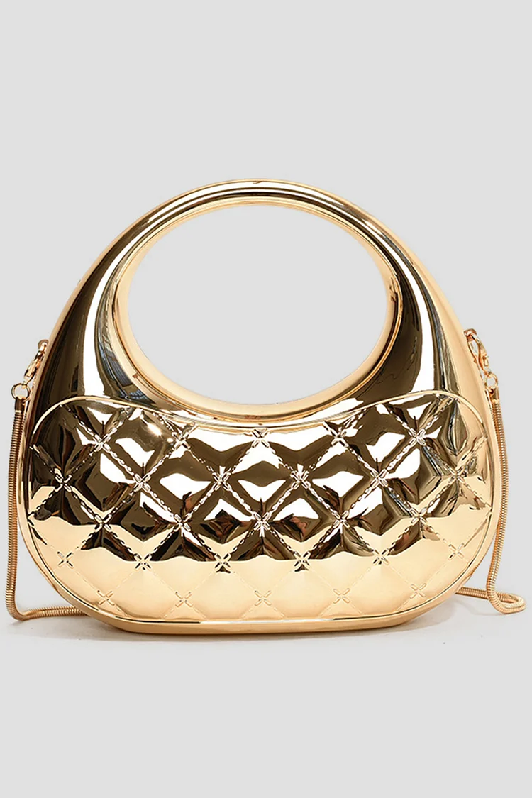Casual Gold Metallic Finish Acrylic Handbag Crossbody Bag 2024 - Xpluswear