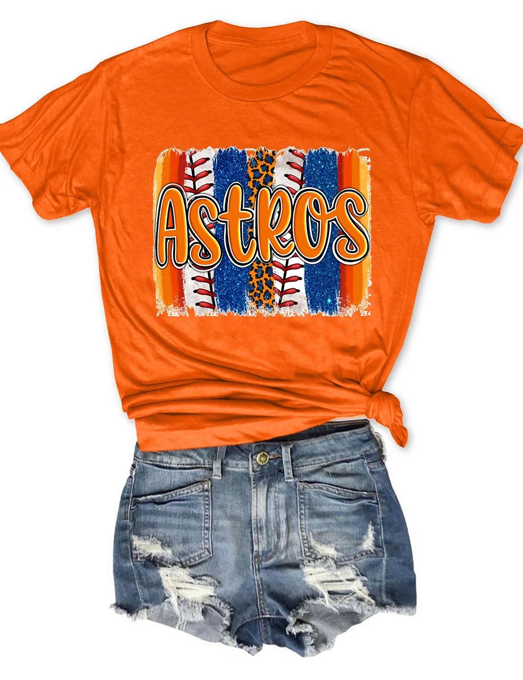 Houston Glitter Leopard Brushstrokes T-Shirt