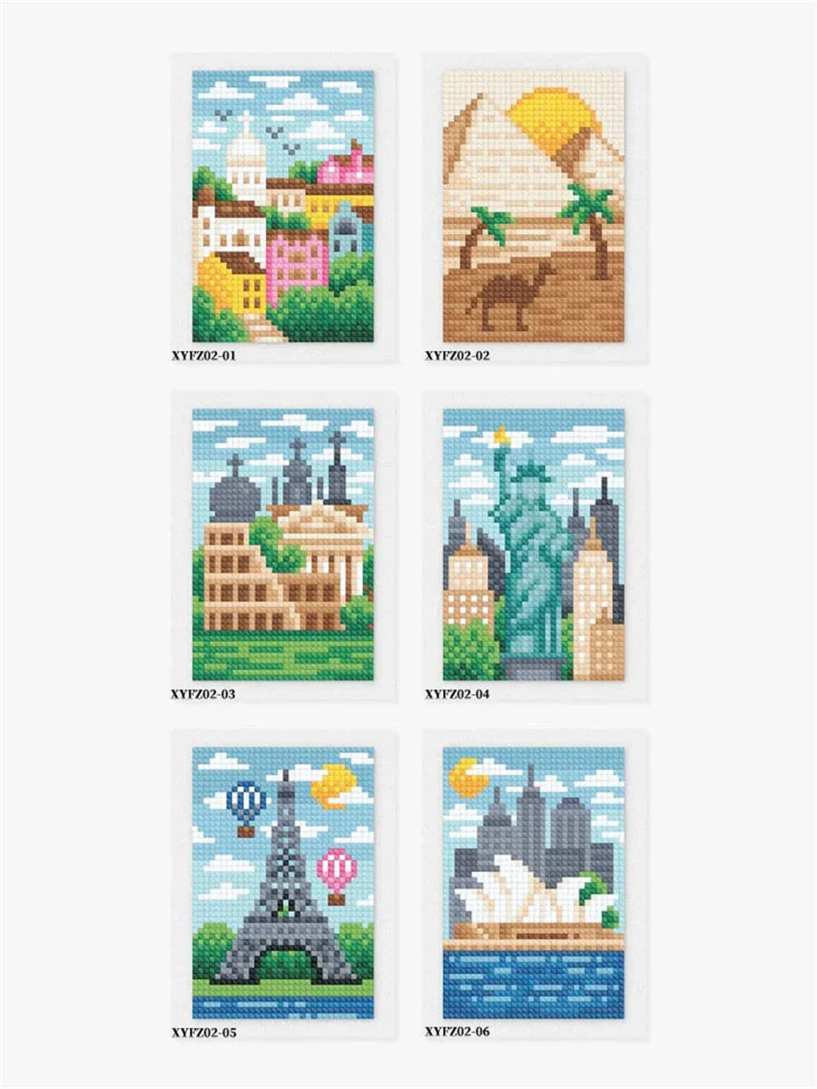 6pcs/a set 5D DIY Places Full Square Drill Partial AB Drill Diamond Painting(13*16cm)