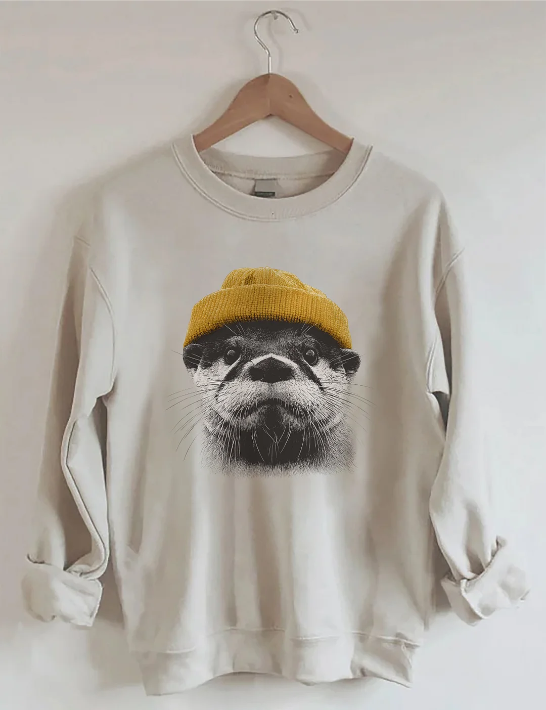 Otter Wearing Beanie Sweatshirt