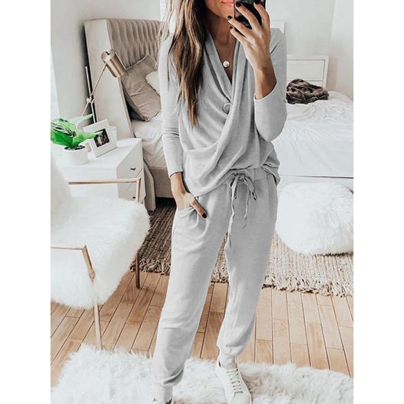 Long-sleeved trousers solid color casual set MusePointer