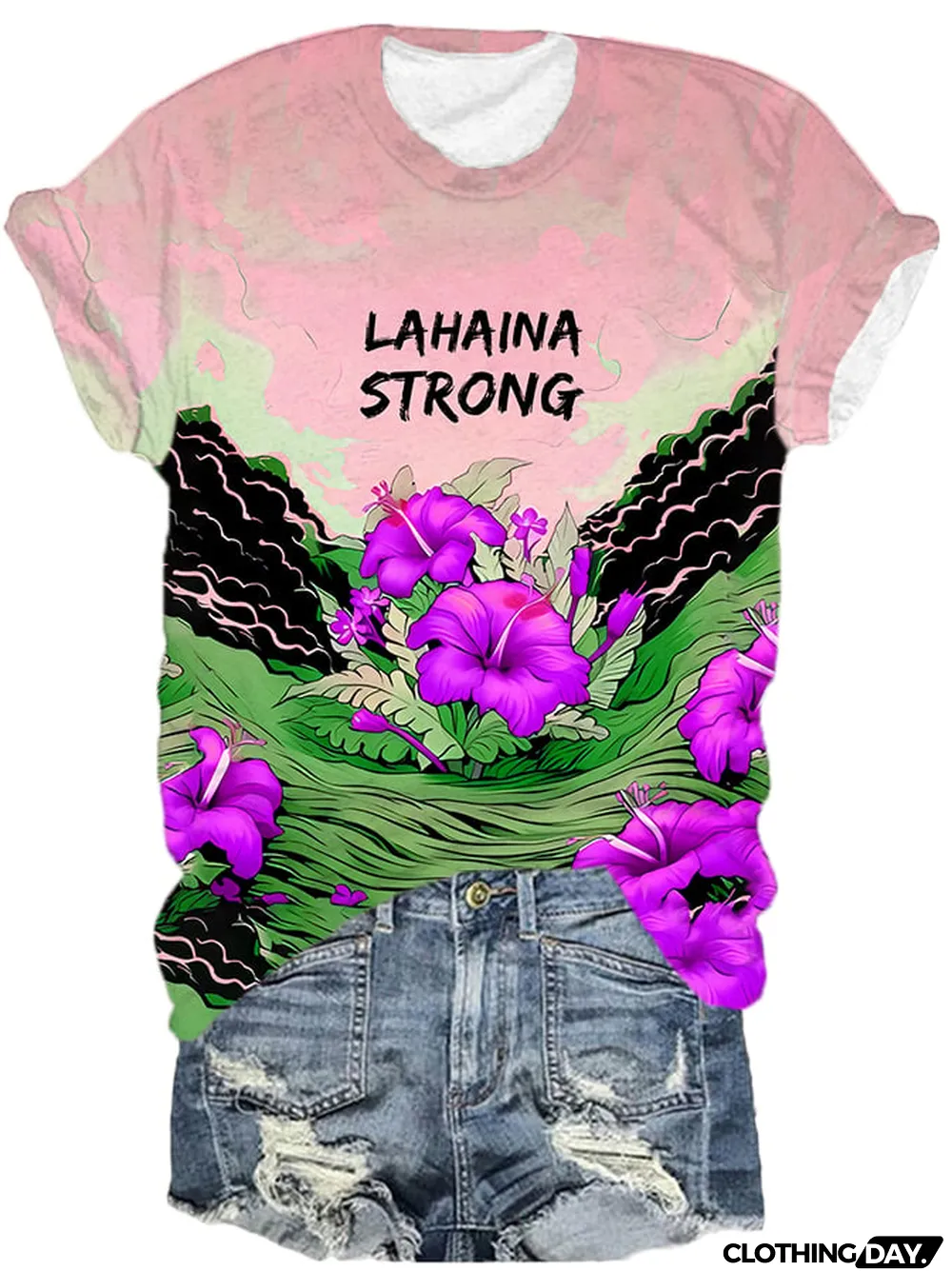 Women's Lahaina Strong Hibicus Casual T-Shirt