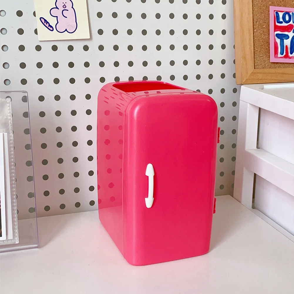 Refrigerator Shape Pen Holder Pencil Pot Storage Holder Desk Tidy (Rose)