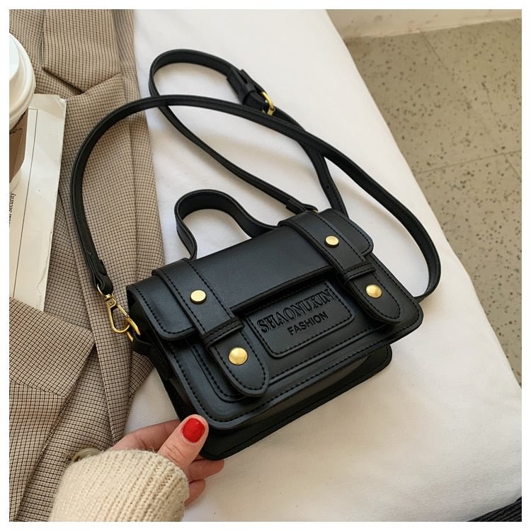 Vintage Small Square Tote bag 2021 Fashion New High-quality PU Leather Women's Designer Handbag Travel Shoulder Messenger Bag