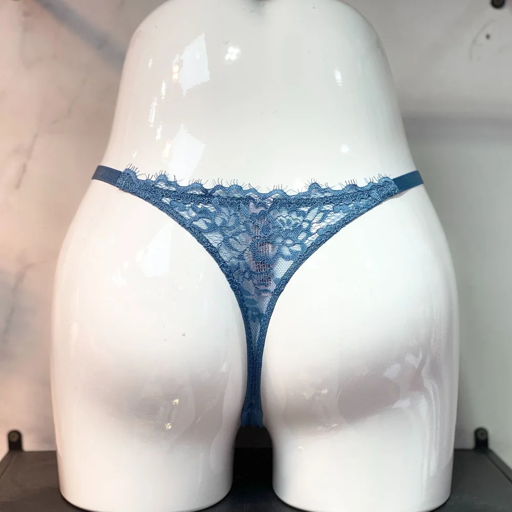 Athvotar Athvotar Diamond Metal Chain Lady T-Shirt Trousers Thin Perspective Lace T Pants Thin Cotton Crotch Trousers