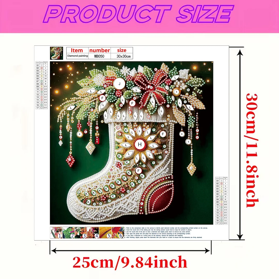 Christmas Sock - Partial Special Shaped Drill Diamond Painting Kits (Canvas|30*30cm)