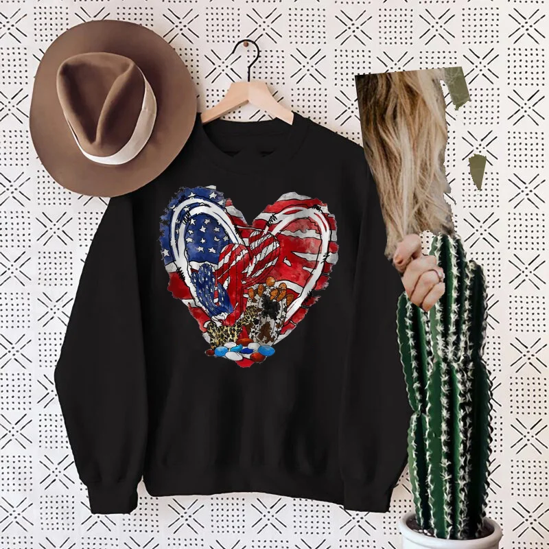 Flag Cactus Printed Women's Casual Sweatshirt