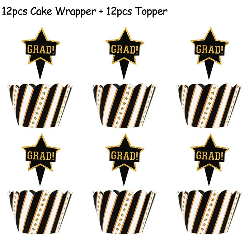 1Set Graduation Balloons Disposable Tableware 2022 Graduation Party Decorations Congrats Grad Paper Garland Banner Class of 2022