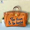 Hand Draw Customize Art English graffiti Bags For women Handbags Designer Shoulder Bag Real Cowskin Leather Unique personality