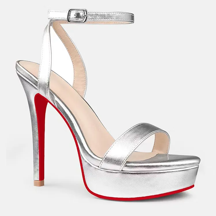 130mm Open Toe Platform Ankle Strap High Heel Matte Sandals Red Soles Vocosi VOCOSI