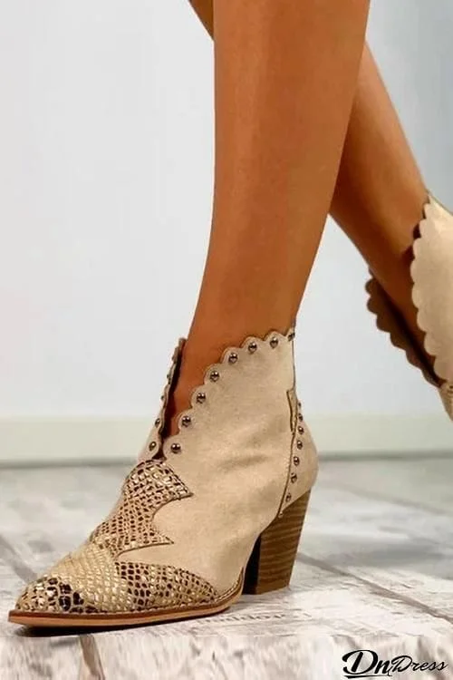 Beads Snake Slip On Boots