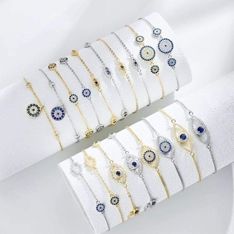 Minimalist Eye Sterling Silver Plating Inlay Zircon Bracelets