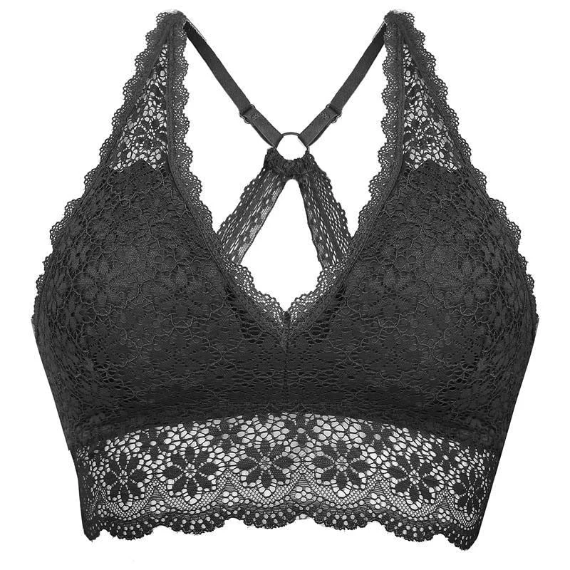 Back Cross Buckle Beauty Lace Bralette Female Sexy Bras Solid Color Wire Free Bra Ultrathin Brassiere Push Up Underwear Lingerie