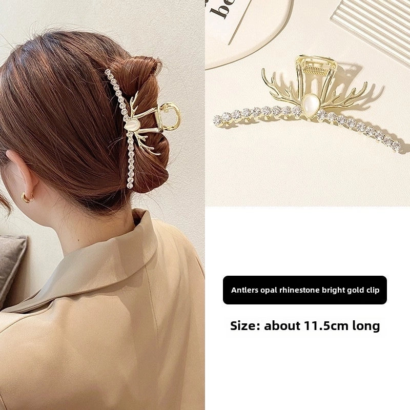 Metal Grab Clip Elegant Bow Hairpin Back Head Large Shark Clip French Pearl Clip Hair Accessories