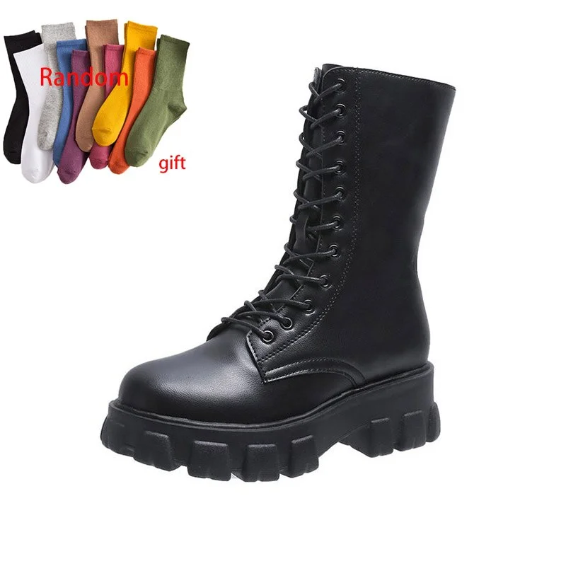 Qengg MCCKLE Women's Autumn Boots Women Ankle Boots Woman Winter Shoes Female Chunky Heel Platform High Boots Lasdies Botas Mujer 2020