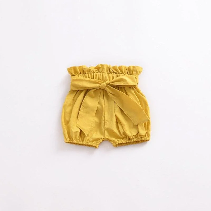 2021 Summer Baby Girls Shorts Bow Knot Ruffle Bread Lanterns Shorts Big PP Pants Girl Shorts Summer Toddler Clothing