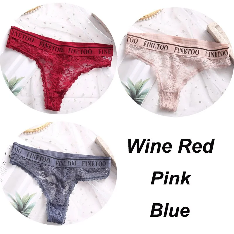 3PCS/Set Women Lace Panties Sexy G-string Underwear Female Underpants Floral Solid Color Briefs Lingerie Sexy Thong Panties M-XL