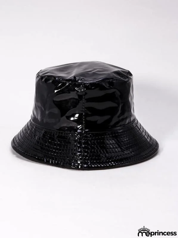 Plain PU Bucket Hat for Women