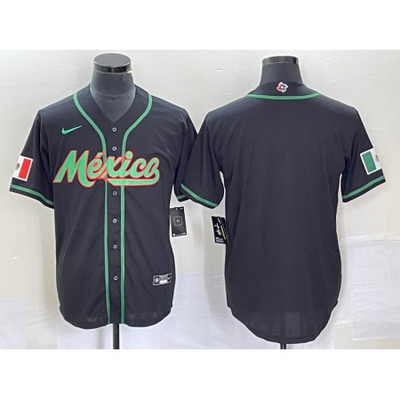 Men's Mexico Baseball Blank 2023 Black World Baseball Classic Stitched Jersey KRGY