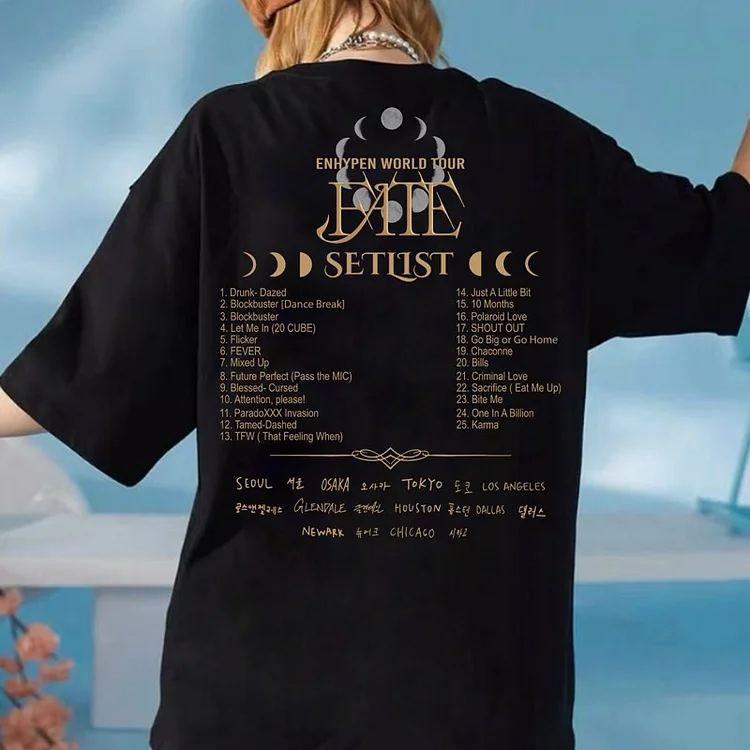 ENHYPEN World Tour FATE US Tracklist T-shirt