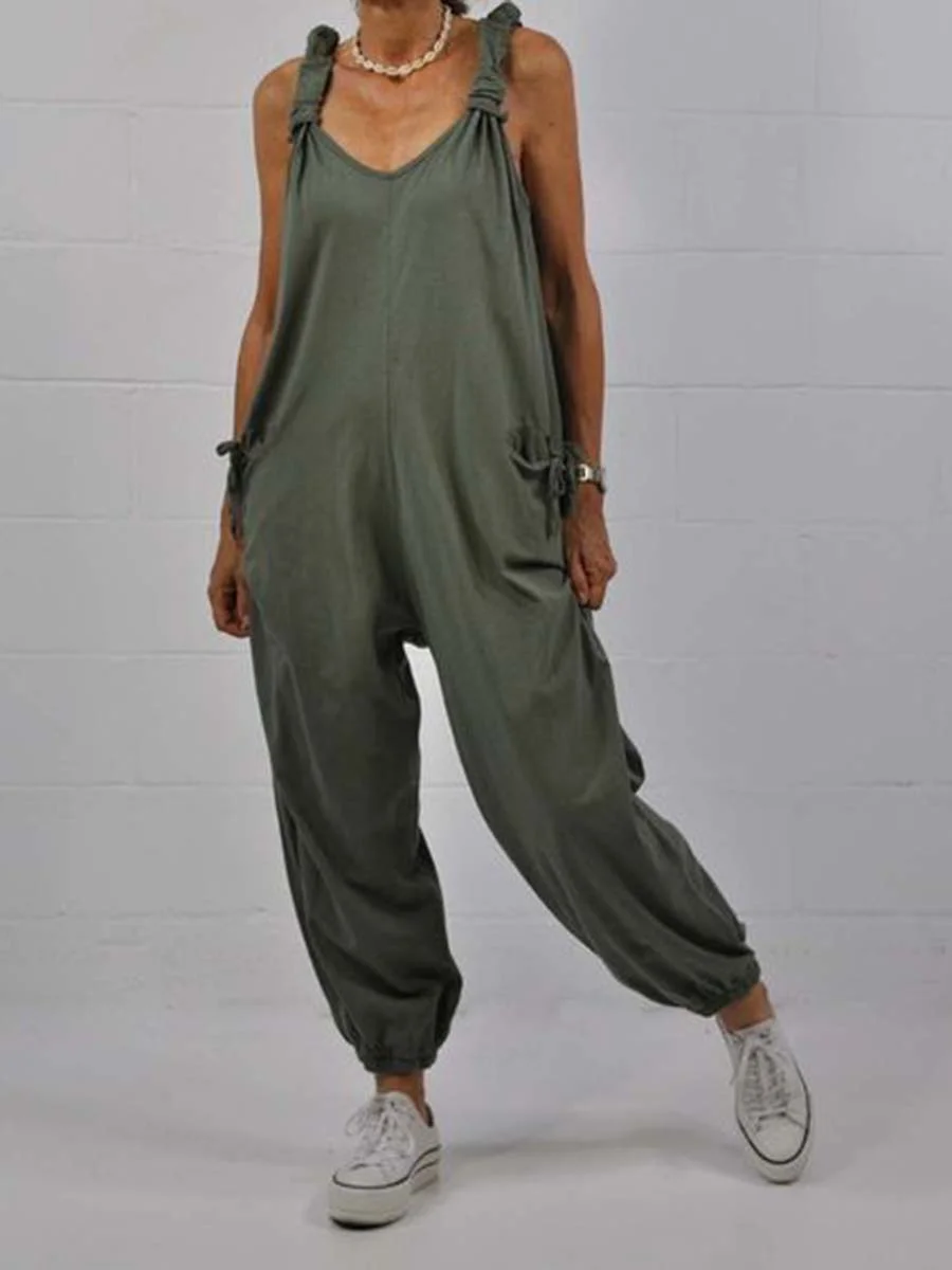 Women's Casual Solid Color Pocket Jumpsuit122605