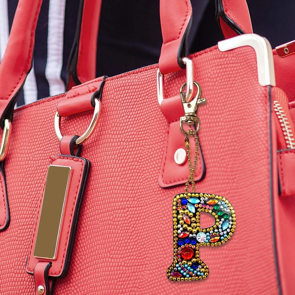 DIY Key Chain Diamond Painting Letters Women Girl Bag Keyring Pendant Gift