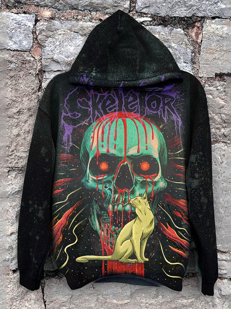 Mens Skull Print Hoodie