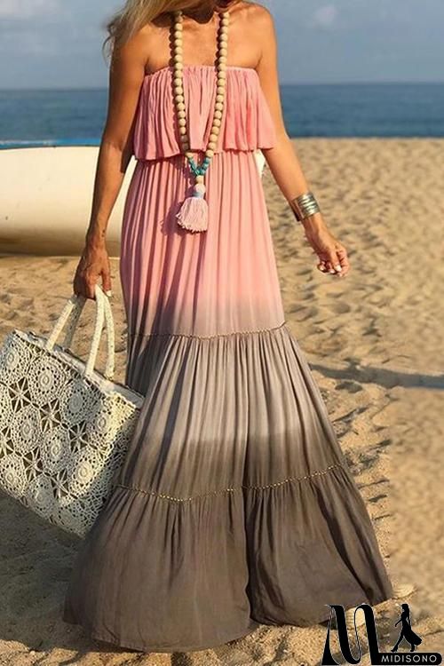 MidiSono - Color Block Strapless Maxi Dress