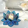 DIY Blue Lotus Diamond Painting Candle Holder