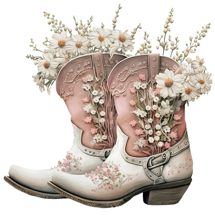 Western Cowboy Boots 30*30CM(Canvas) Full Round Drill Diamond Painting gbfke