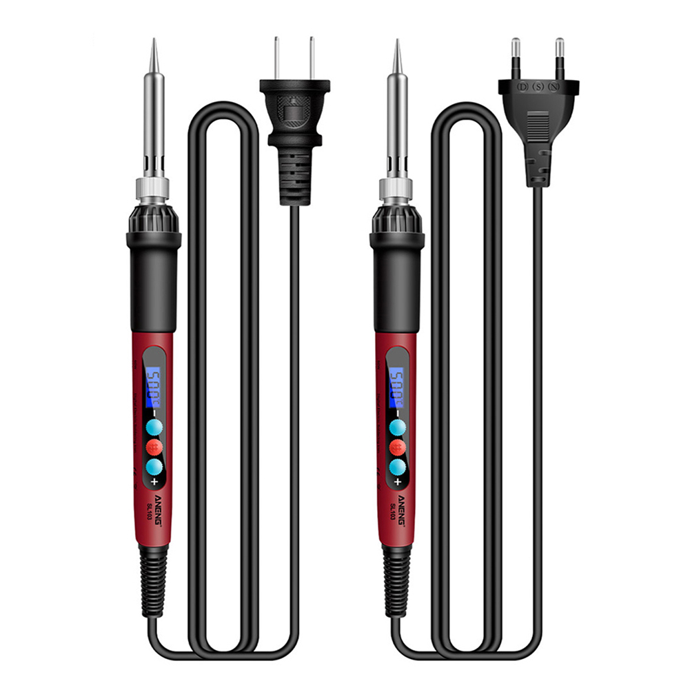

26pcs 60W Adjustable Electric Soldering Iron Portable LCD Display Weld Kit, Us plug, 501 Original