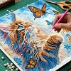 Framed Diamond Painting - Special Shaped - Cat and Butterflies (25x25cm)