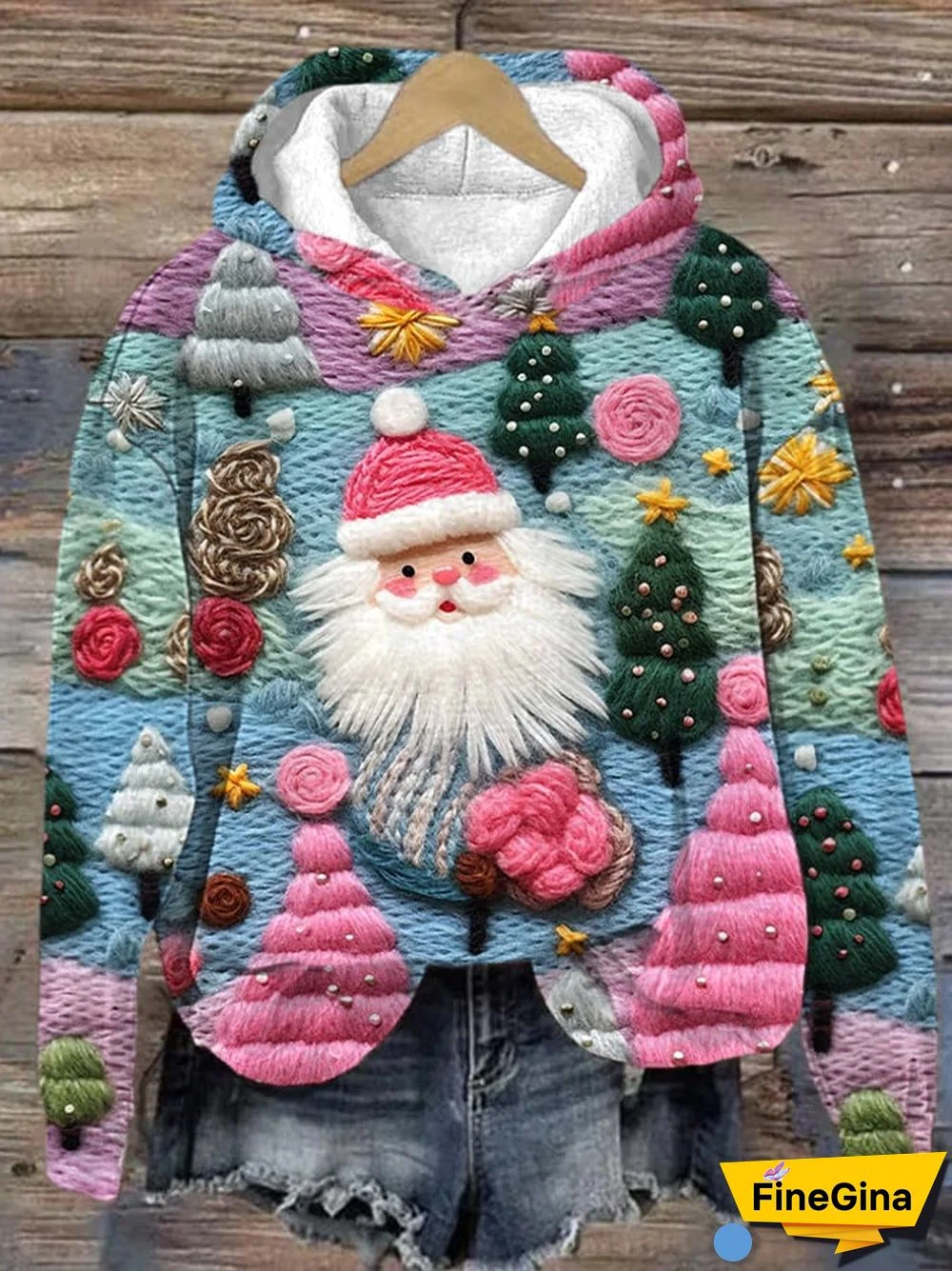 Women's Christmas Santa Print Hoodie