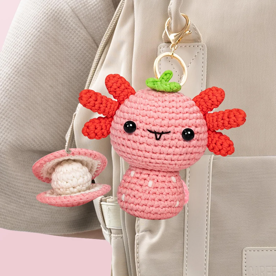 Mewaii Crochet Axolotl Kits For Beginners Crochet Set Animals DIY Knitting Kit with Pre-Started Tape Yarn