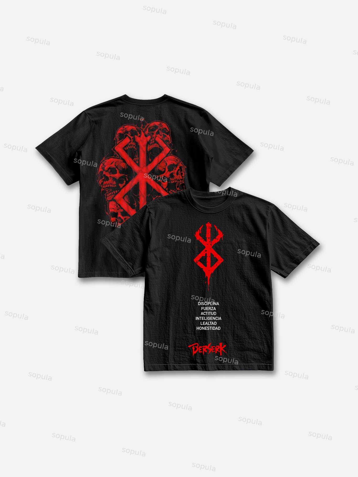 Berserk Manga Skull Graphic Cotton T-shirt - SOPULA
