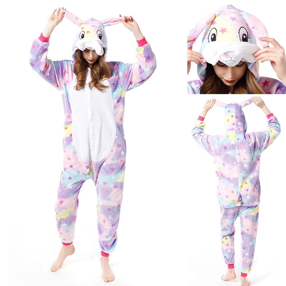 Adult New Star Rabbit Kigurumi Onesies Pajamas Costume-Pajamasbuy