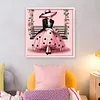 Pink Polka Dot Lady Full 11CT DIY Stamped Needlework Embroidery Kit 15.75x15.75inch Embroidery Needlepoint Starter Kits Cross Stitch Art and Crafts Kits for Beginners Adults Home Decor