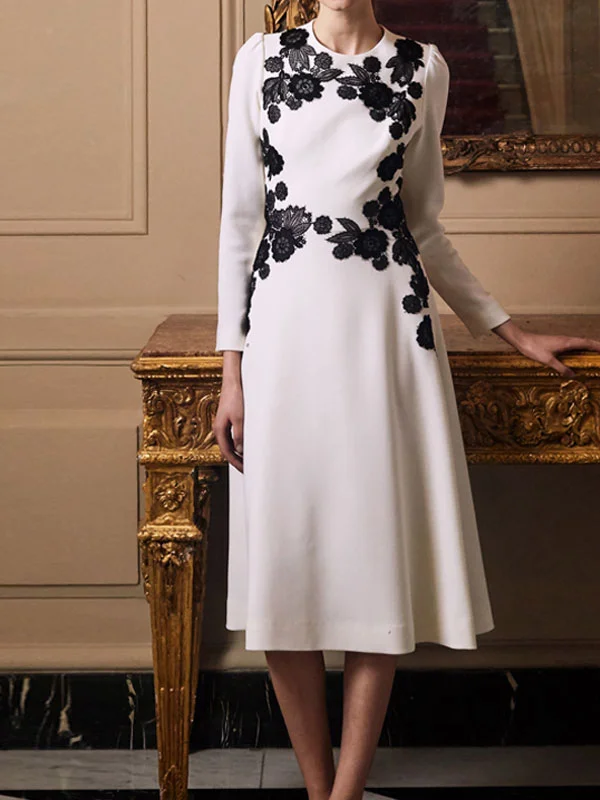 Elegant Lace A-line Midi Dress